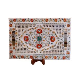 Marble serving tray filligree work