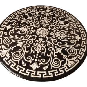 Handcrafted Black Marble Inlay Table (size 48x48")